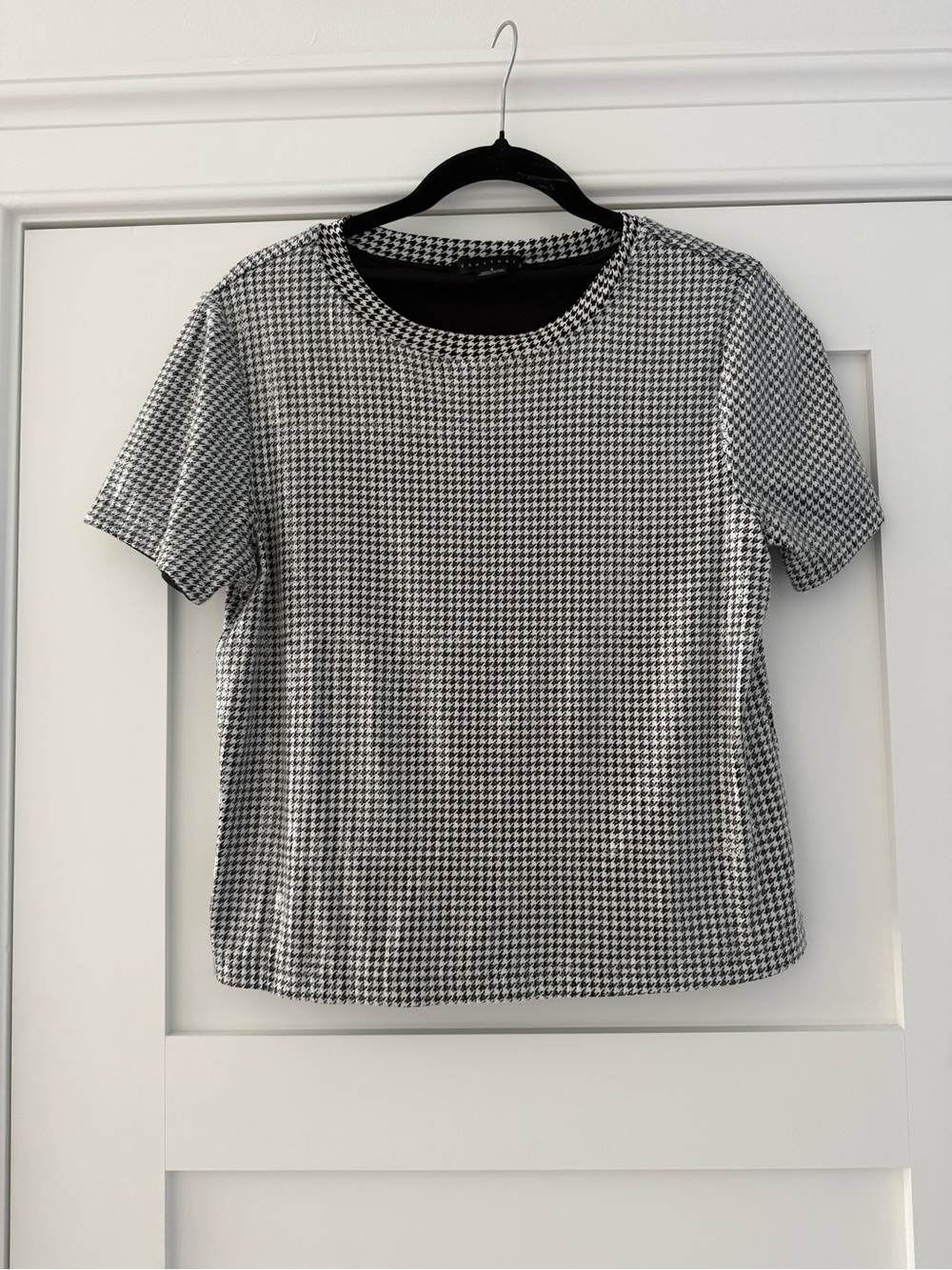 Sanctuary Black and White Houndstooth Short Sleeve Top